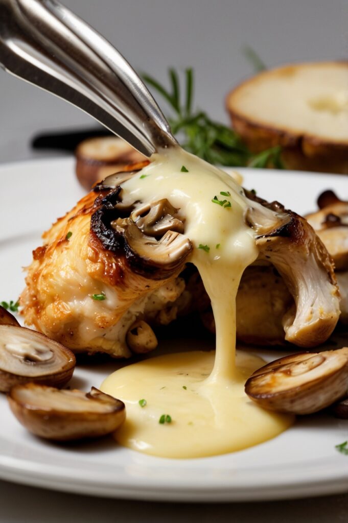 Cheesy Garlic Butter Mushroom Stuffed Chicken