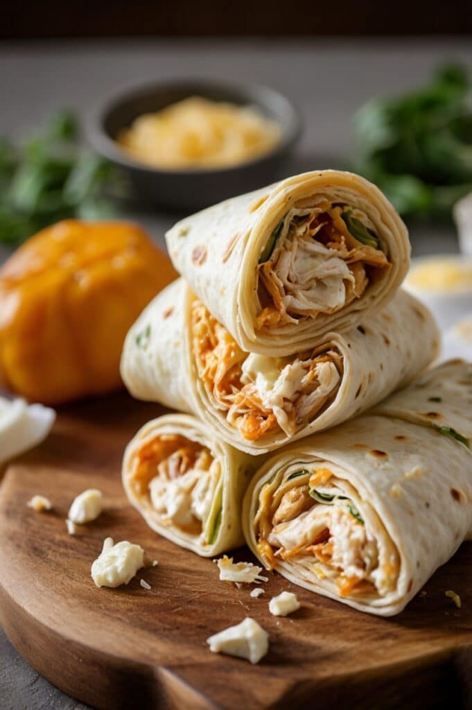 Cheesy Garlic Chicken Wraps Recipe
