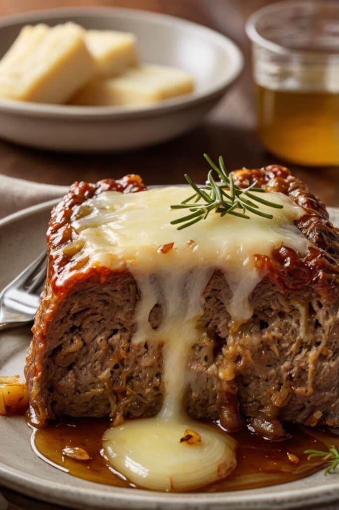 Slow-Cooked French Onion Meatloaf with Swiss Cheese