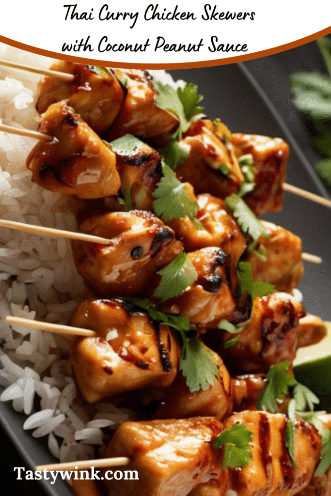Thai Curry Chicken Skewers with Coconut Peanut Sauce