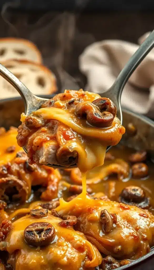 French Onion Smothered Chicken with Mushrooms