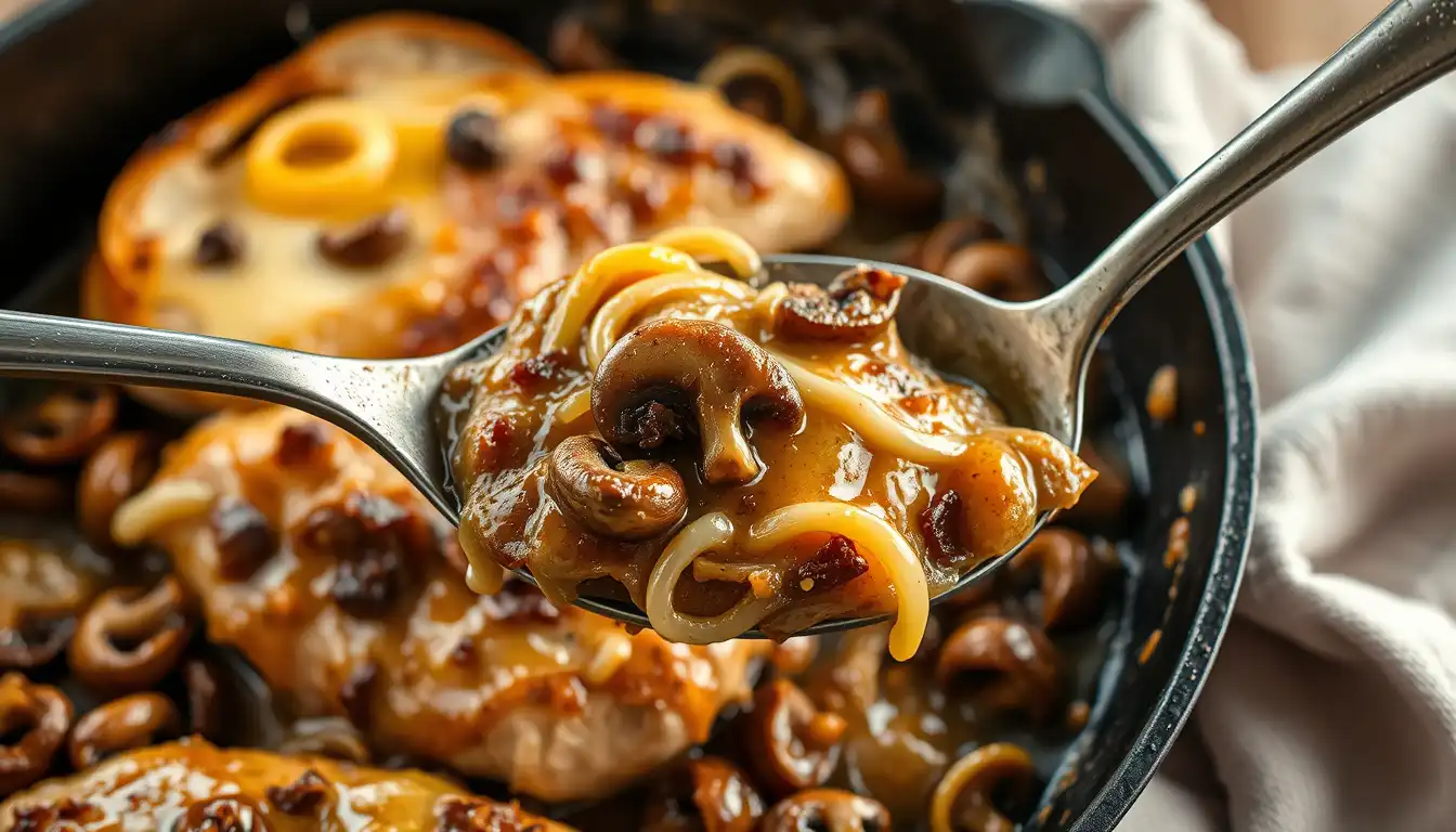French Onion Smothered Chicken with Mushrooms