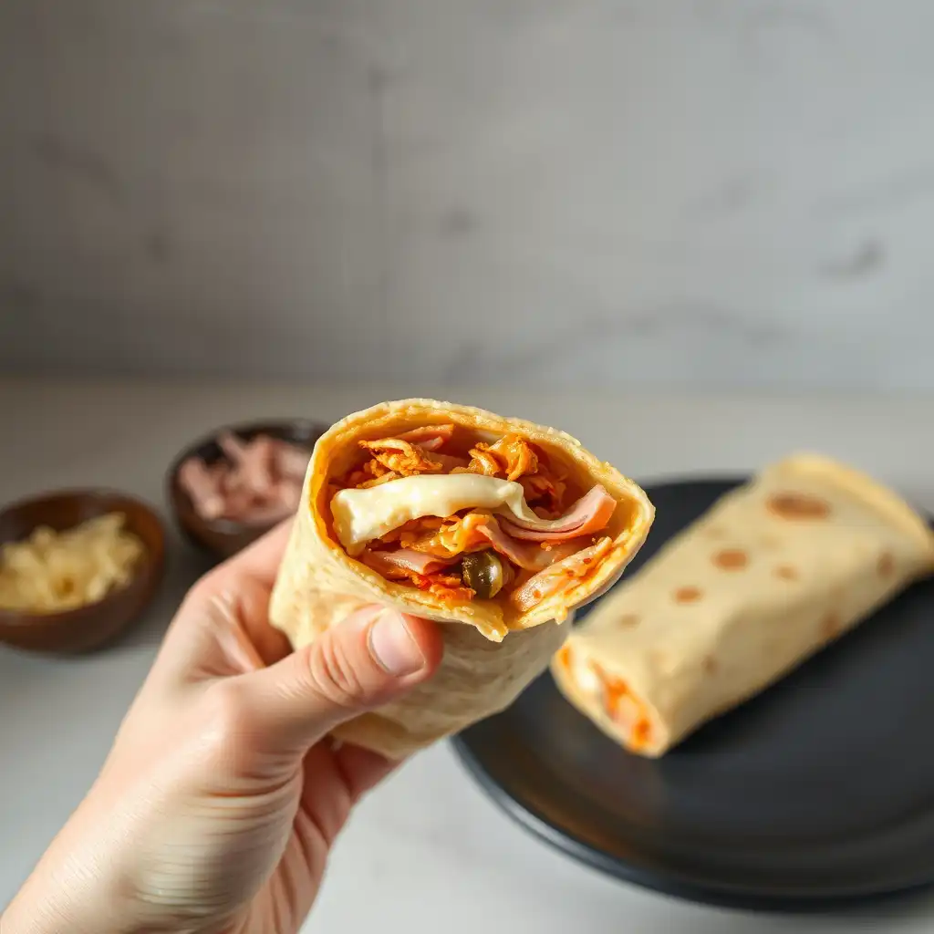 Hot Chicken Ham and Cheese Wraps