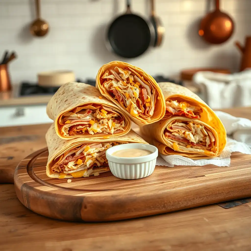 Hot Chicken Ham and Cheese Wraps