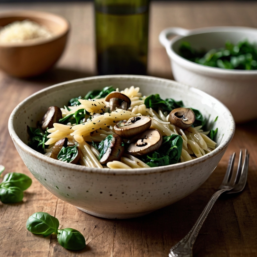 Spinach Mushroom Orzo