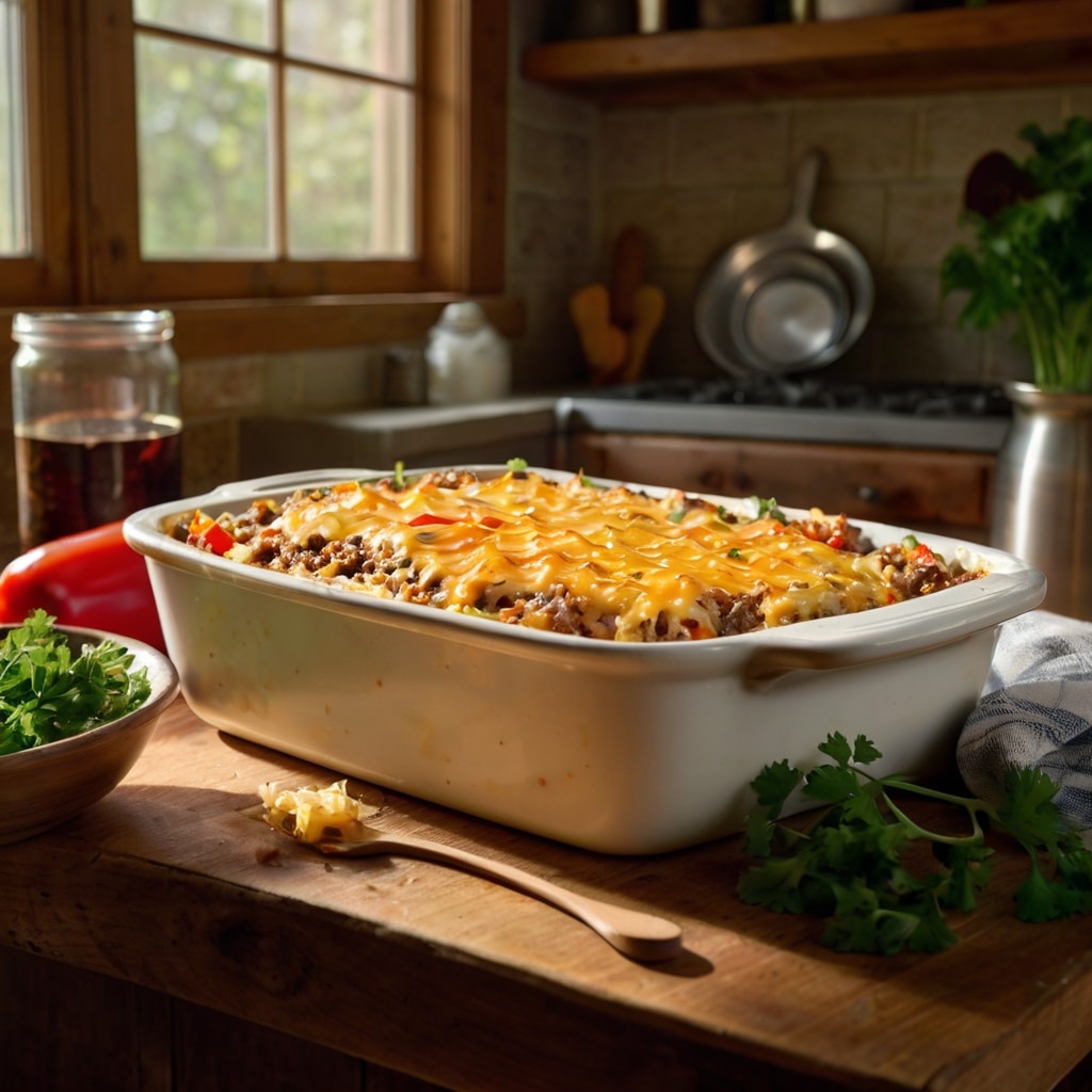 Cheesy Hamburger Rice Casserole