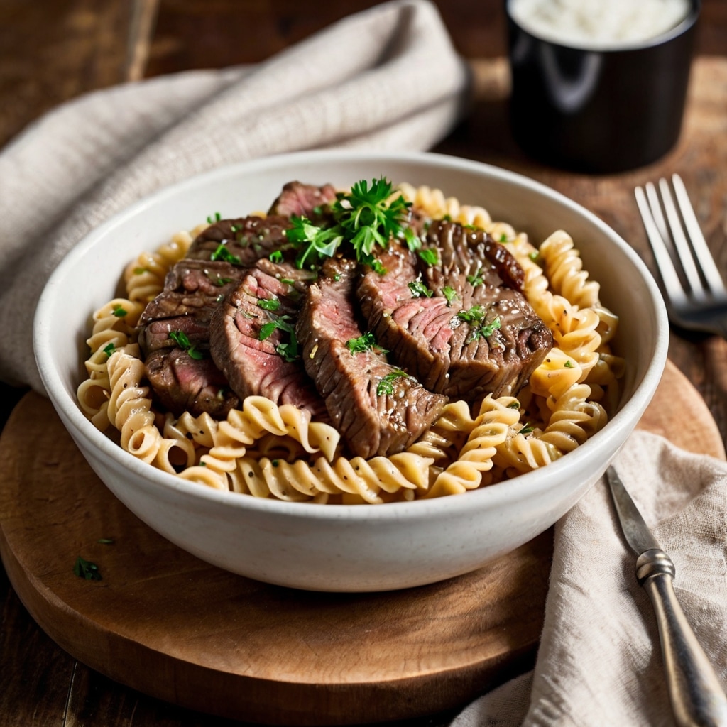 Beef and Rotini in Garlic Parmesan Sauce
