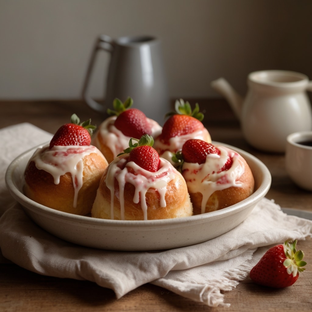 Strawberry Cheesecake Sweet Rolls with Glaze