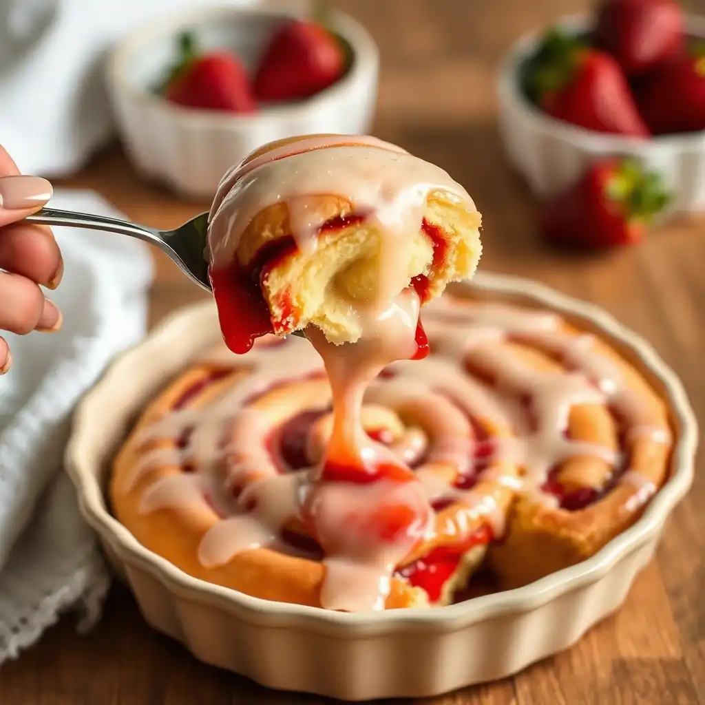 Strawberry Cheesecake Sweet Rolls with Glaze