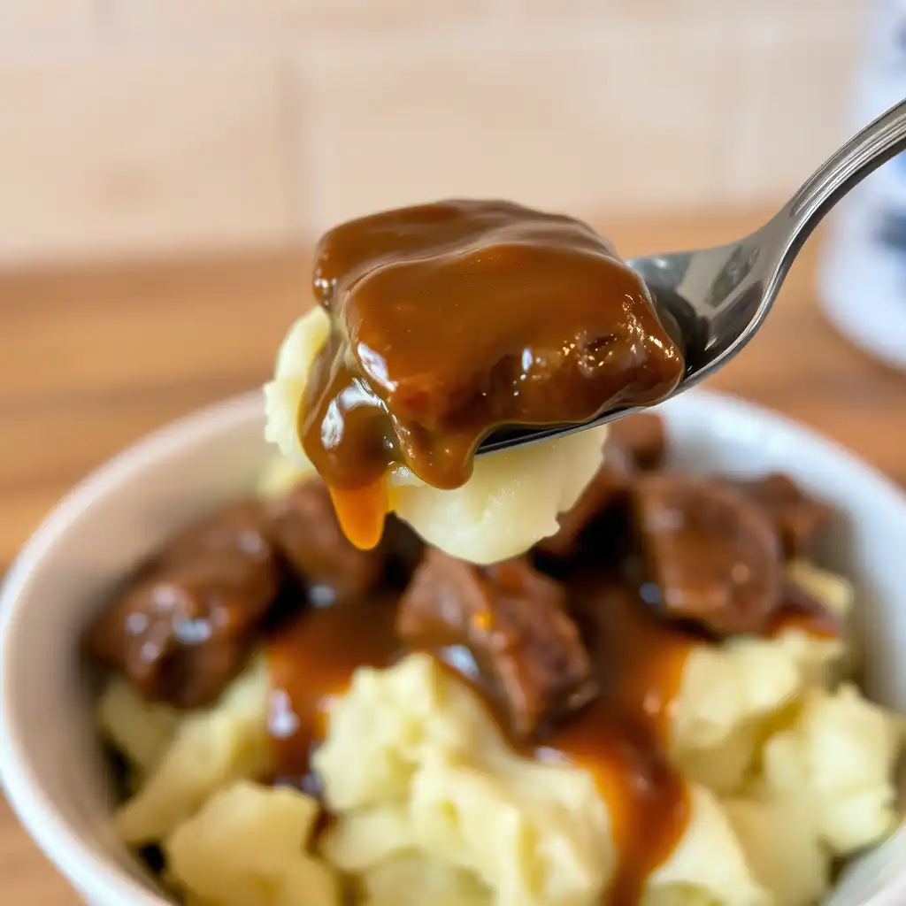 Slow Cooker Beef Tips & Gravy