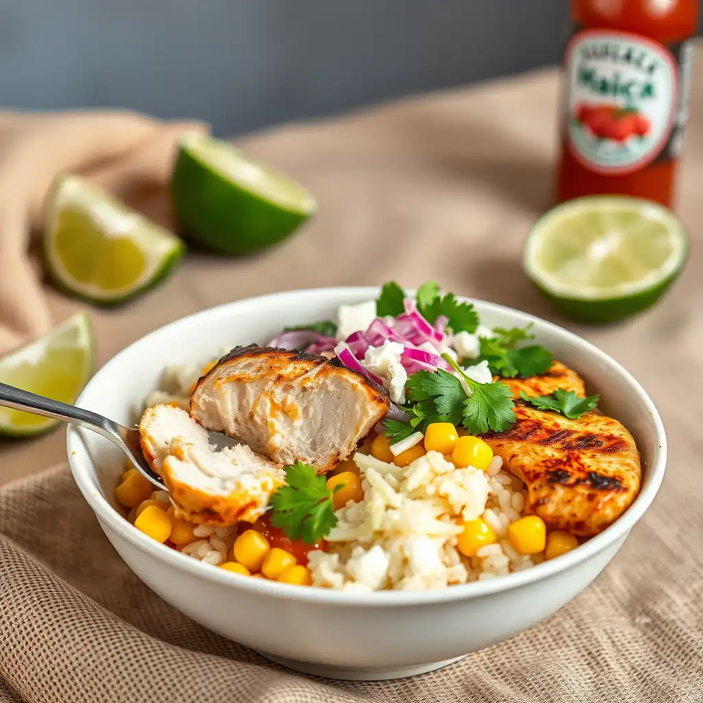 Street Corn Chicken Rice Bowl