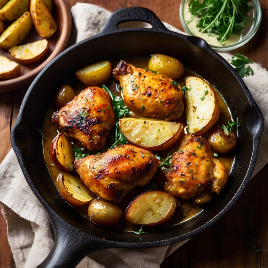 One-Pan Garlic Chicken & Potatoes Skillet