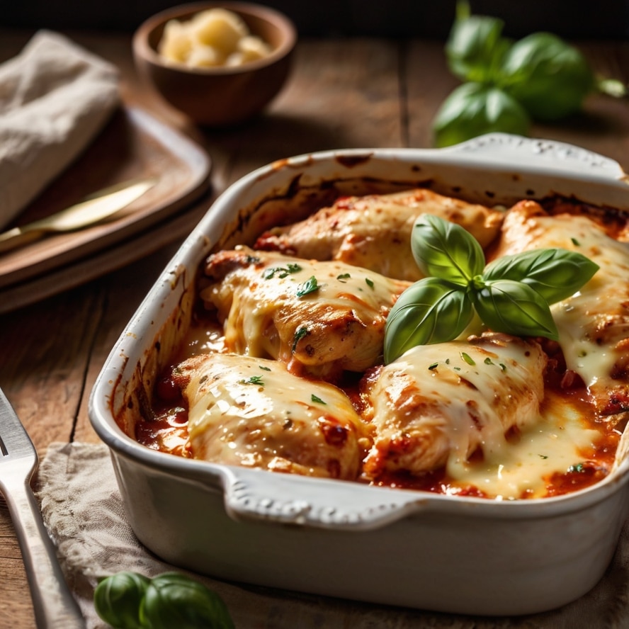 Cheesy Mozzarella Chicken Bake