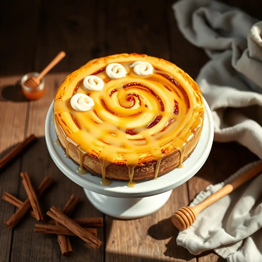 Cinnamon Roll Honeybun Cheesecake