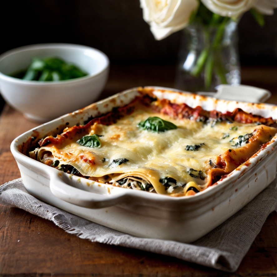 Easy Creamy Spinach Mushroom Lasagna