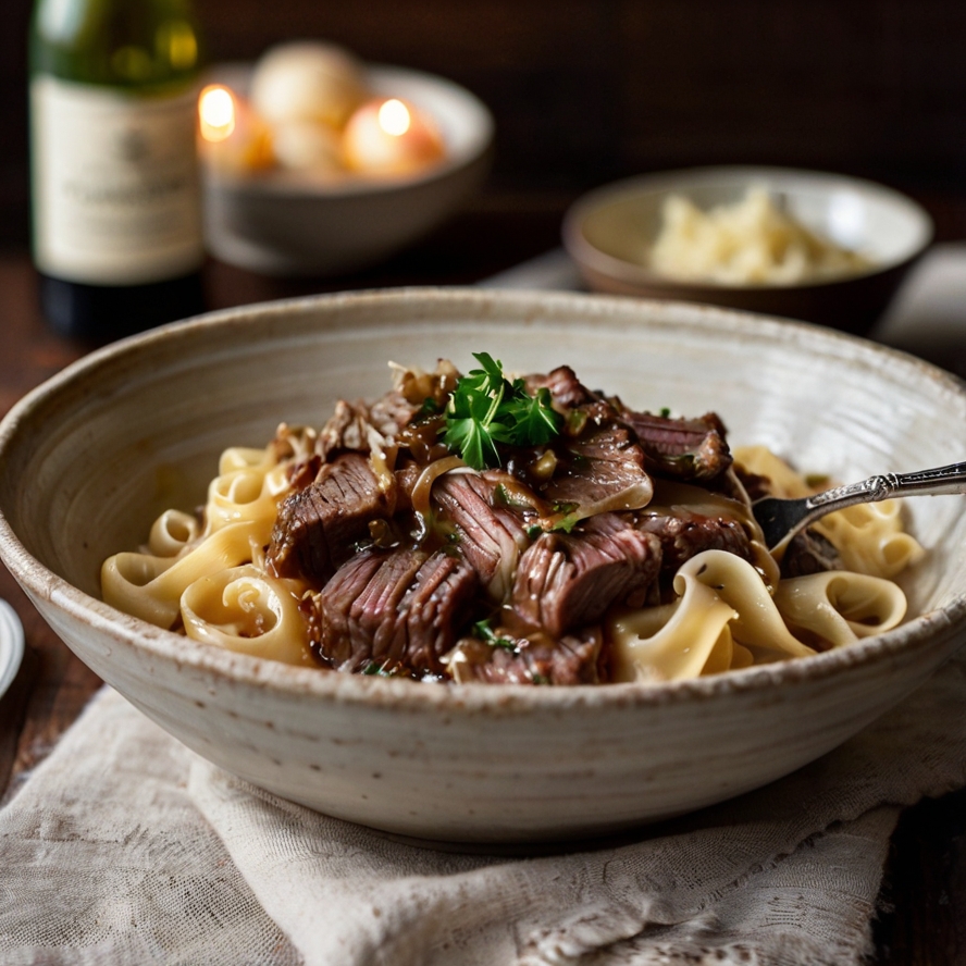 Delicious French Onion Beef and Noodles Recipe | Weeknight Dinner Ideas