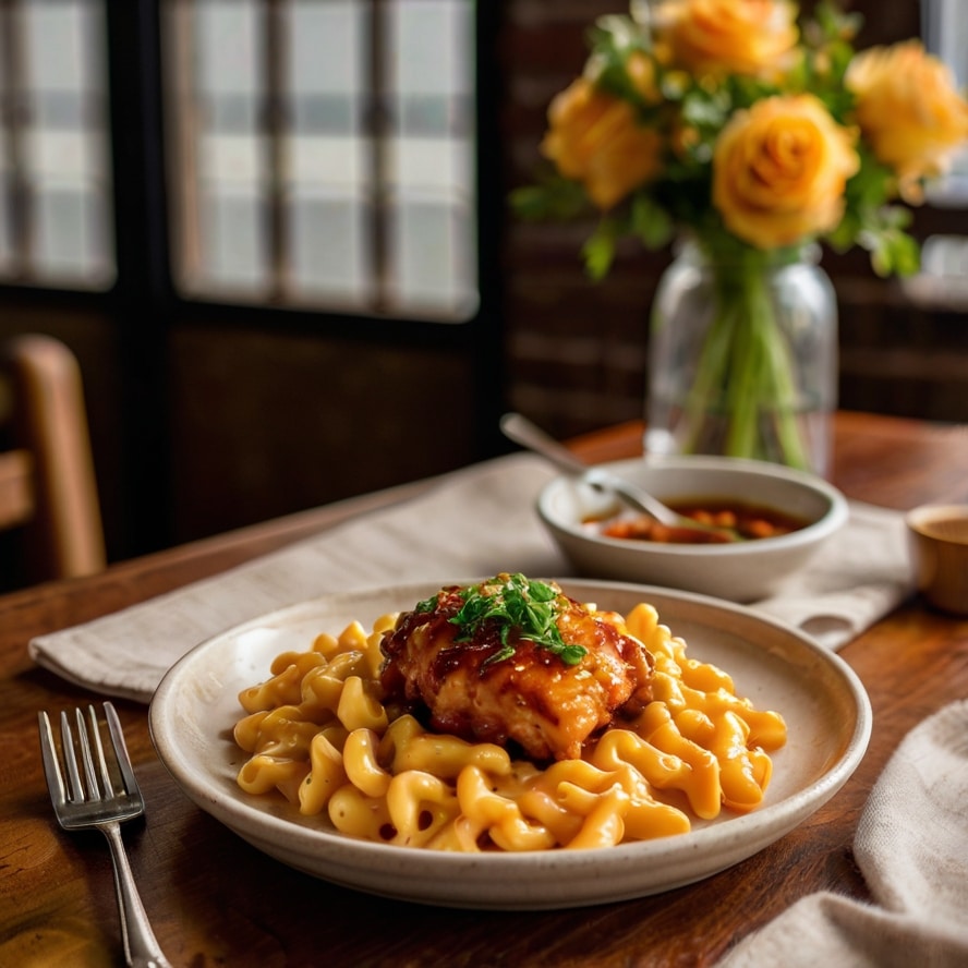 Spicy Honey Chicken with Mac & Cheese
