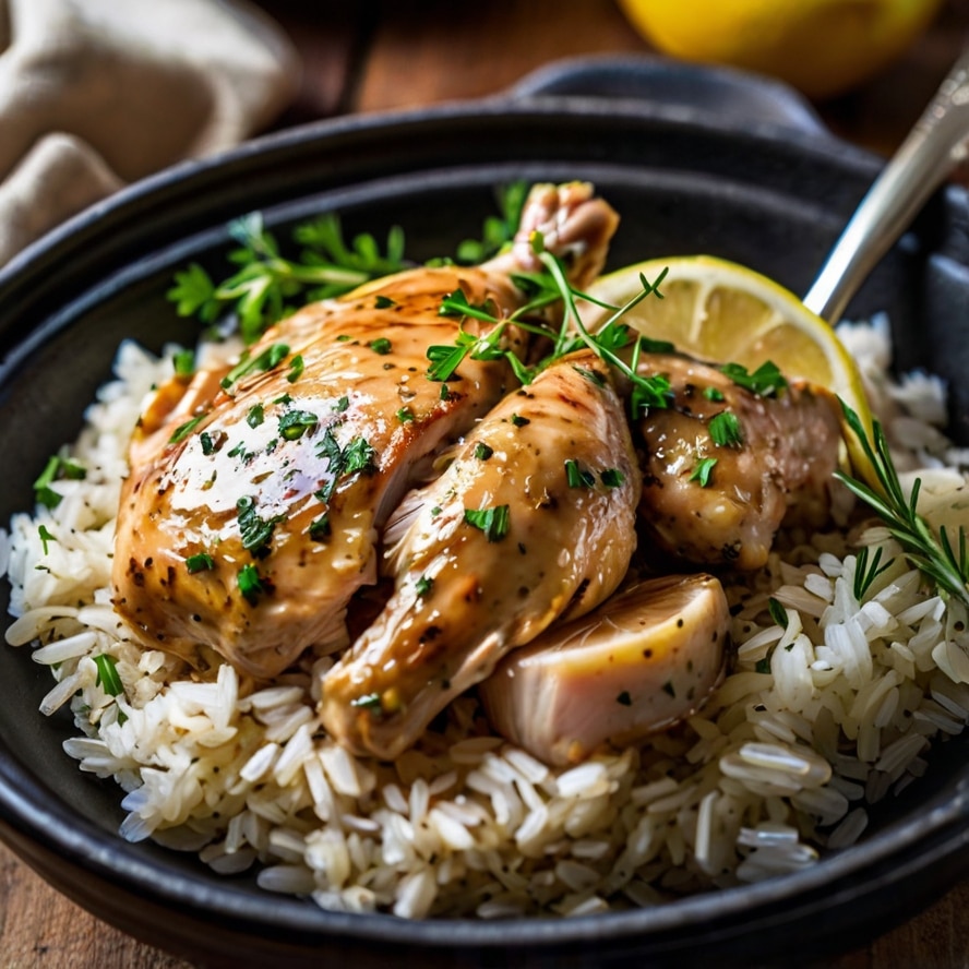 Lemon Herb Chicken & Rice (Slow Cooker)