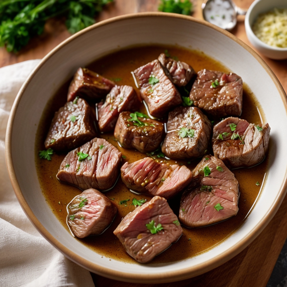 Healthy Crock Pot Garlic Butter Steak Bites