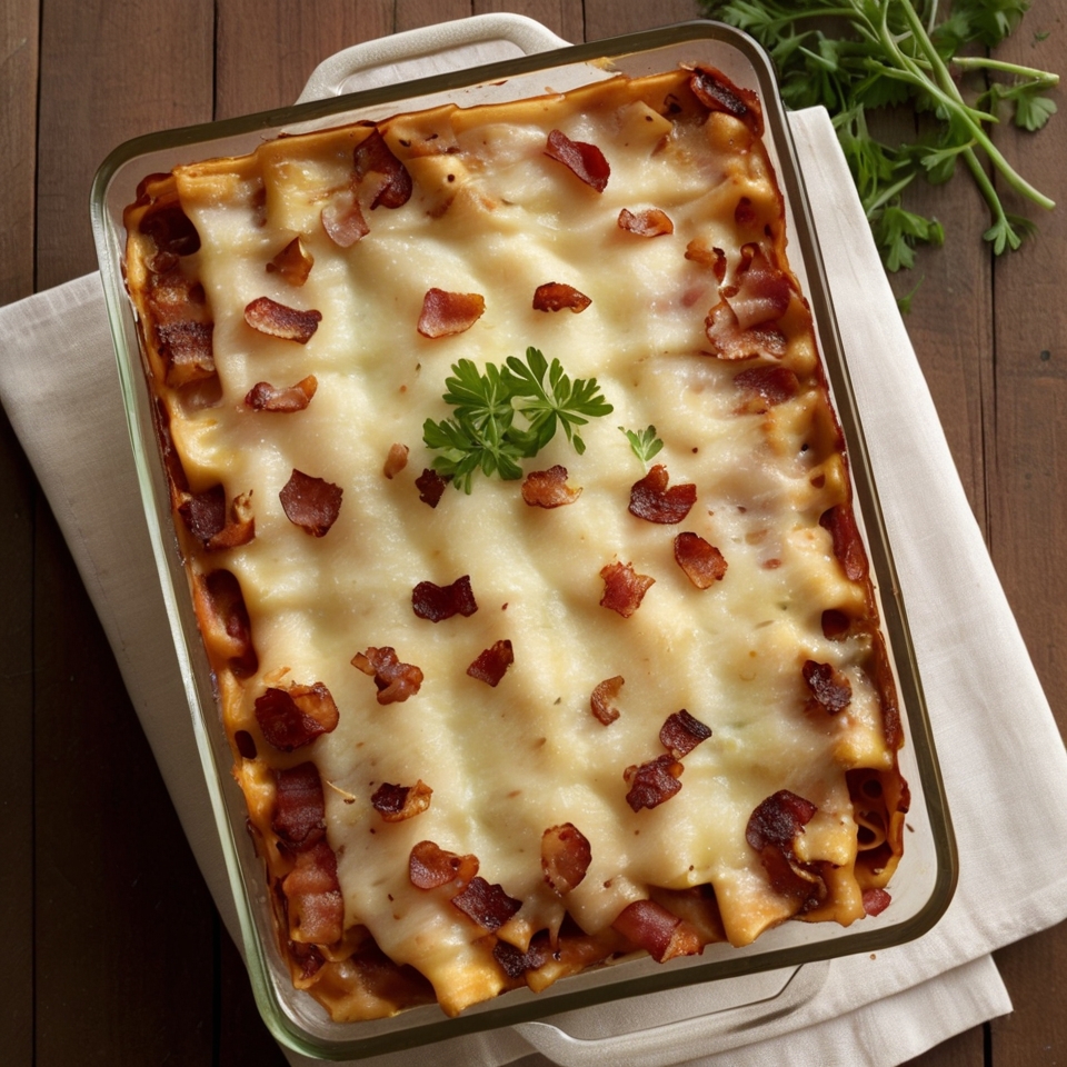 Parmesan Garlic Bacon Lasagna